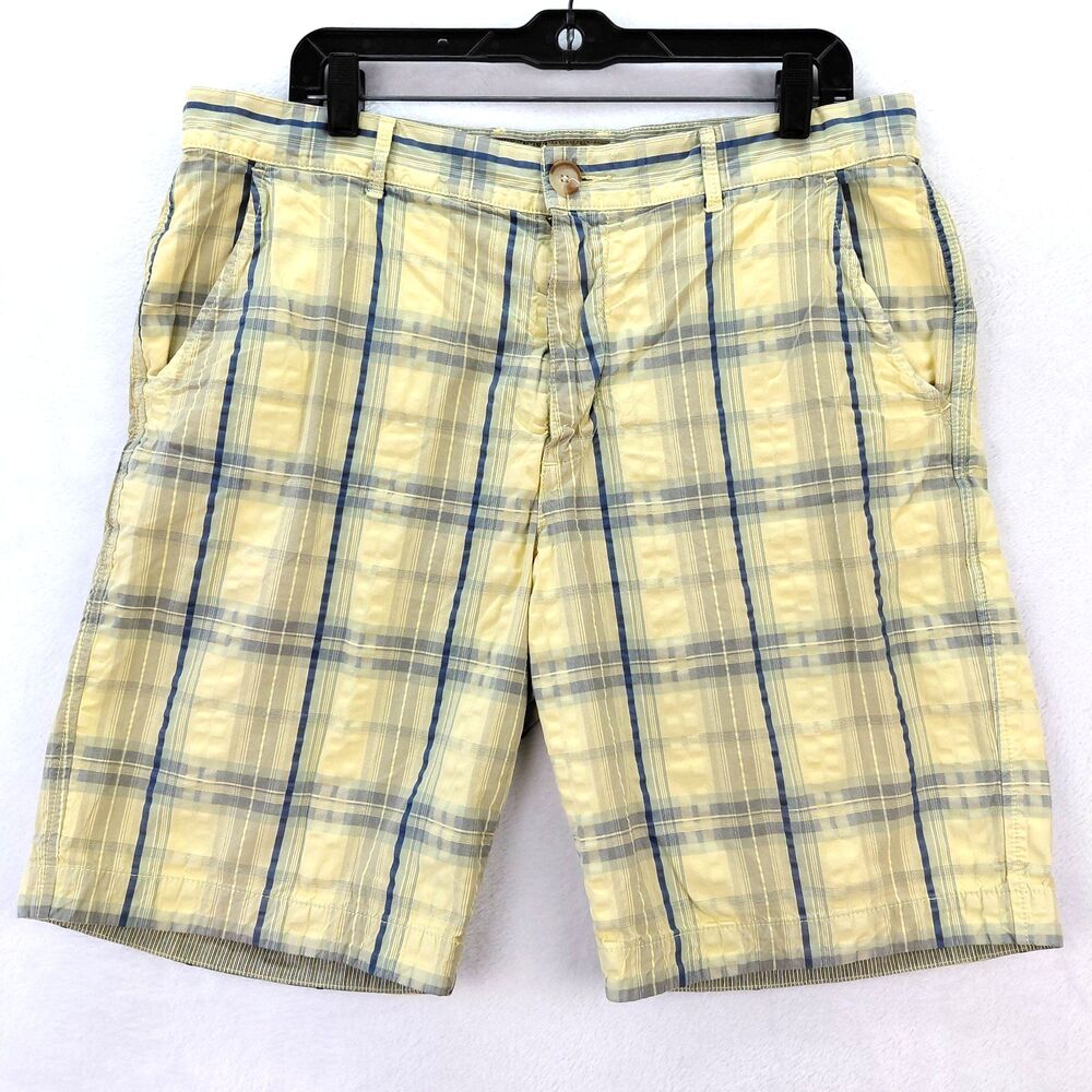 Halsey 44 Breakwater Sport Shorts Mens Size 36 Yellow Blue Plaid Golf Caddyshack